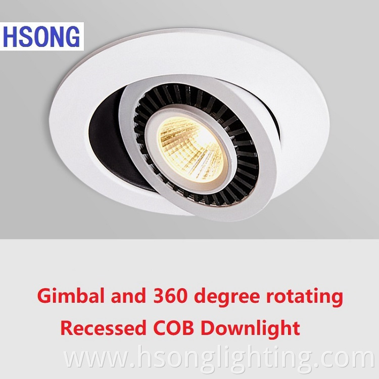 2021New 7W 12W led 360 degree rotate gimbal cob downlight